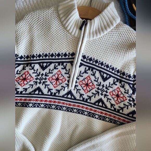 IZOD NAUTICAL sweater irish island style half zip coastal fisherman - Picture 11 of 11